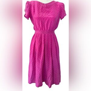Maggy London 80’s silk Pink Puff Sleeve Sundress size 10